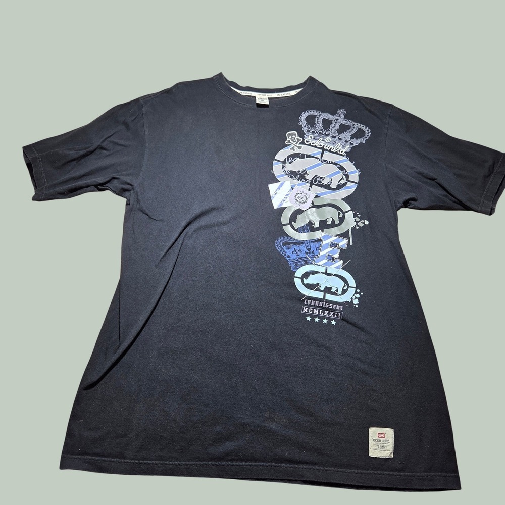 Ecko Unltd T Shirt Mens 3XT Black Baggy Y2K Skater Grunge Rhino Graphic Tee